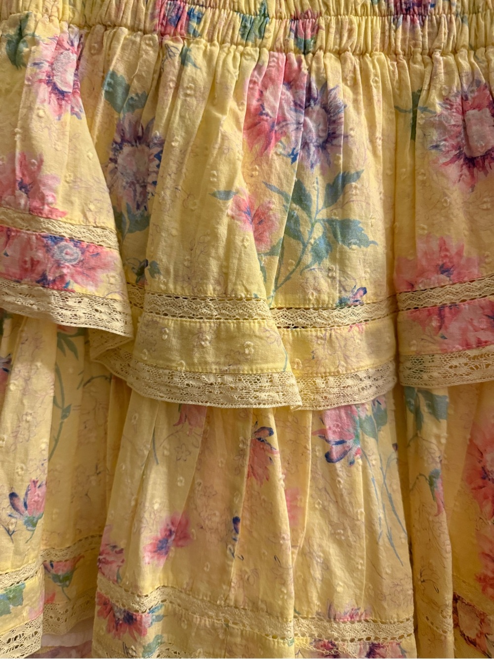 LoveShackFancy Yellow Floral Ruffle Mini Dress - Picture 5 of 6
